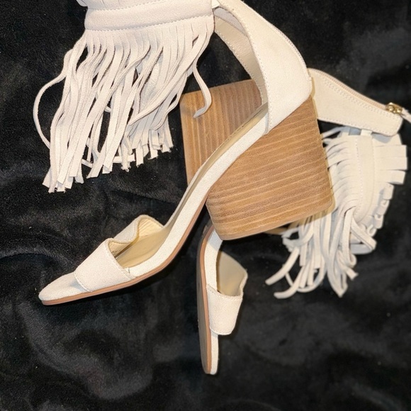 Matiko Cream High Heel Ruffled Sandals - Picture 7 of 9